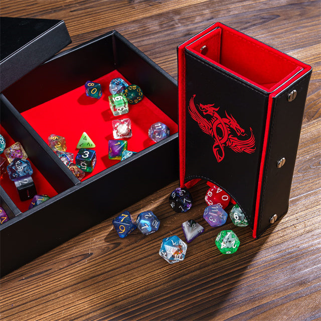Twin Dragon Leather Dice Storage Box