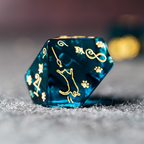 Starry Sky Kitty · Aurora Deep Blue Engraved Glass Dice Set