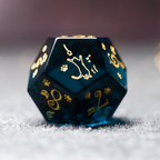 Starry Sky Kitty · Aurora Deep Blue Engraved Glass Dice Set