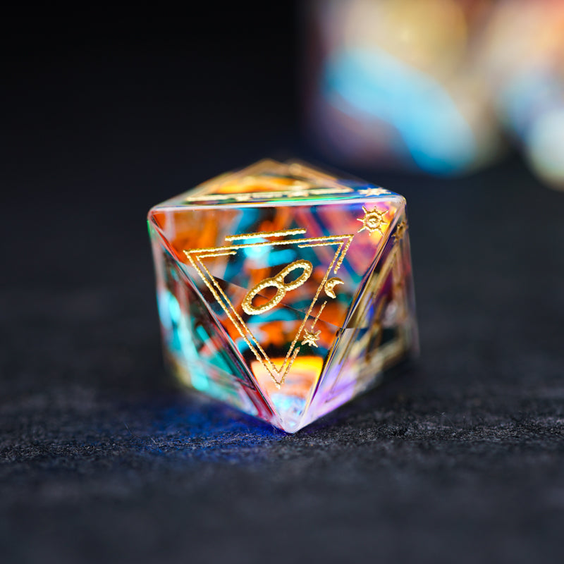 Celestial Palace · Light of the Sage · K9 Crystal Engraved Glass Dice Set