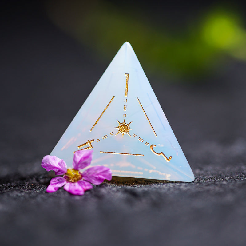 Celestial Palace · Iris’ Rainbow Opal Engraved Gemstone Dice Set