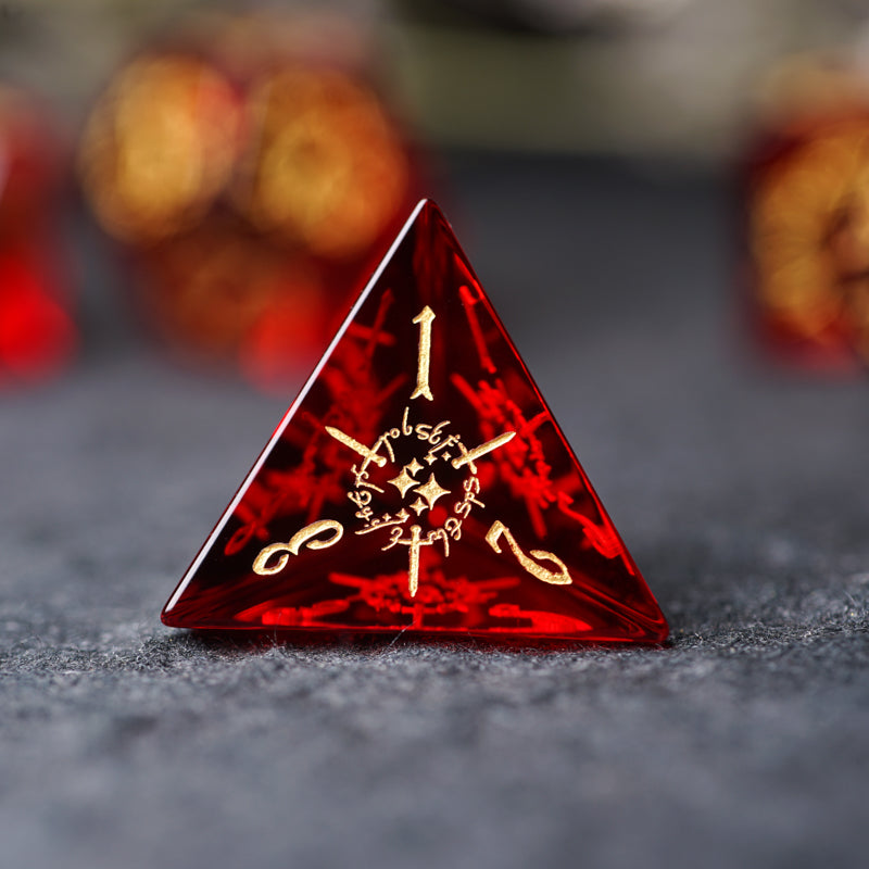 Scarlet Witch · Garnet Engraved Gemstone Dice Set