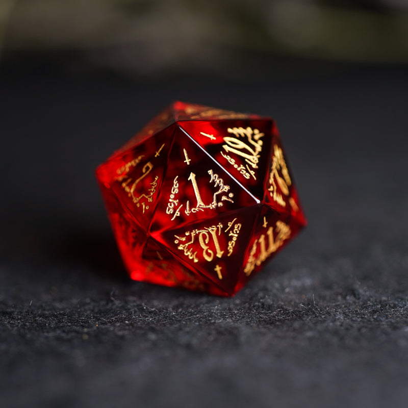 Scarlet Witch · Garnet Engraved Gemstone Dice Set