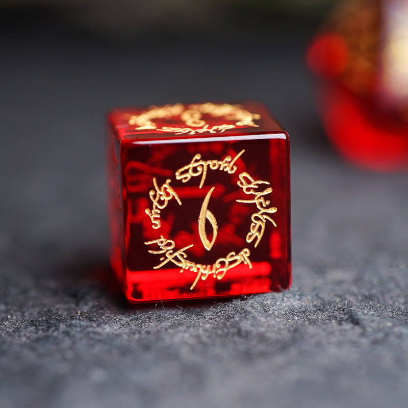 Scarlet Witch · Garnet Engraved Gemstone Dice Set