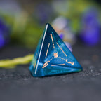 Celestial Palace · Tears of Poseidon · Blue Zircon Engraved Glass Dice Set