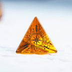 Temporal Singularity Orange Zircon Engraved Gemstone Dice Set