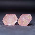 Elven Whisper Natural Rose Quartz Engraved Gemstone Dice Set