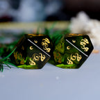 Cthulhu’s Touch · Peridot Engraved Gemstone Dice Set