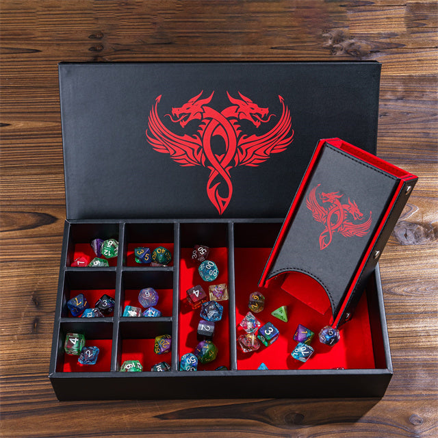 Twin Dragon Leather Dice Storage Box
