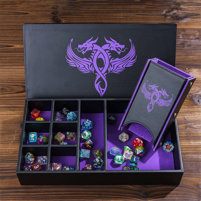 Twin Dragon Leather Dice Storage Box
