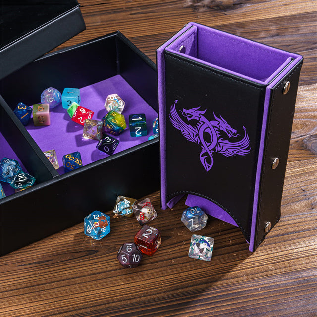 Twin Dragon Leather Dice Storage Box