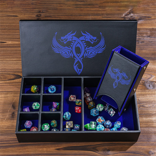 Twin Dragon Leather Dice Storage Box