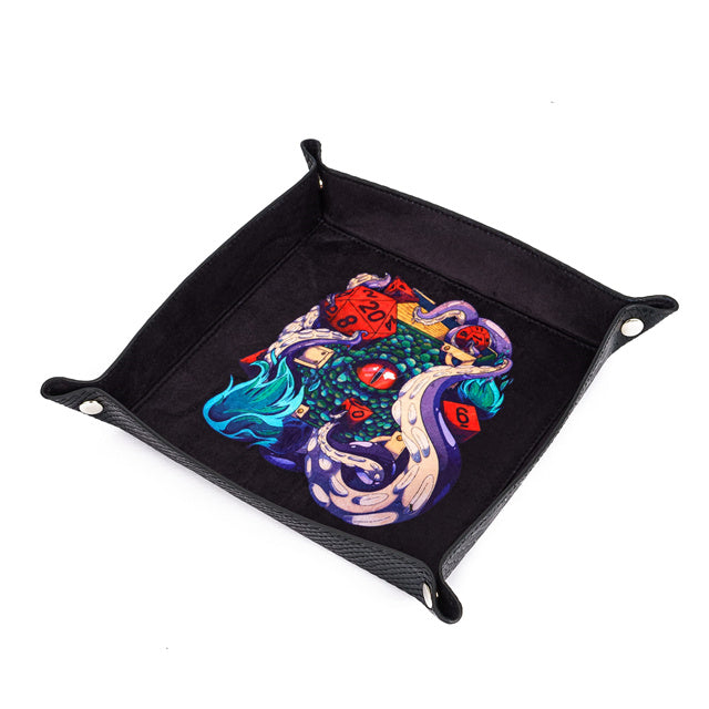 Twin Demon Dragons Leather Dice Mat & Dice Box