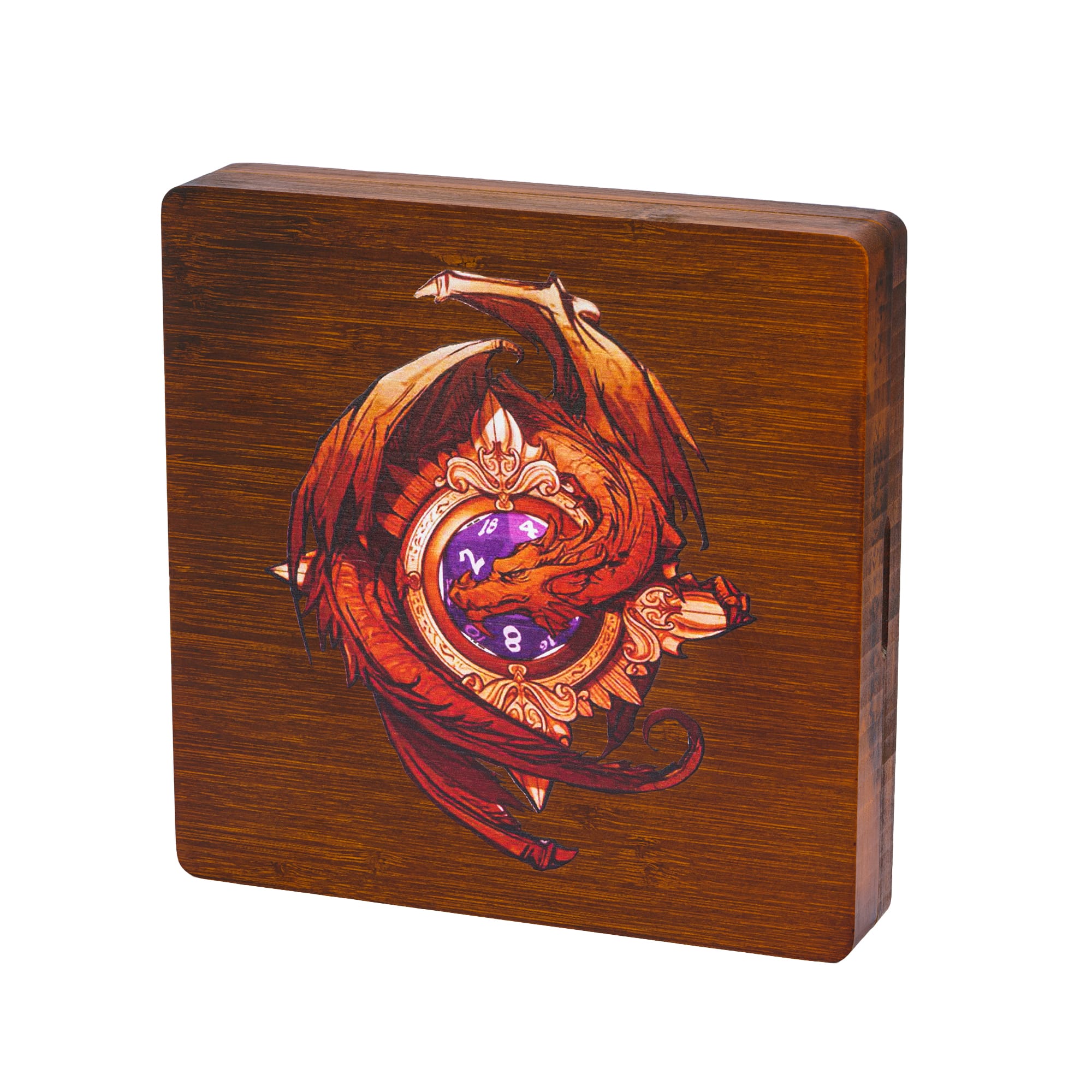 Magnetic Black Walnut Engraved Dice Storage Box