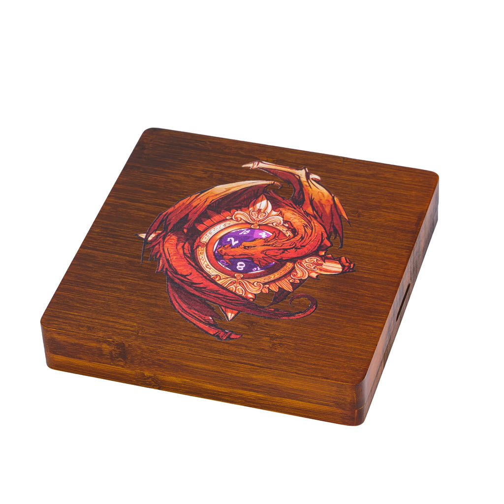 Magnetic Black Walnut Engraved Dice Storage Box