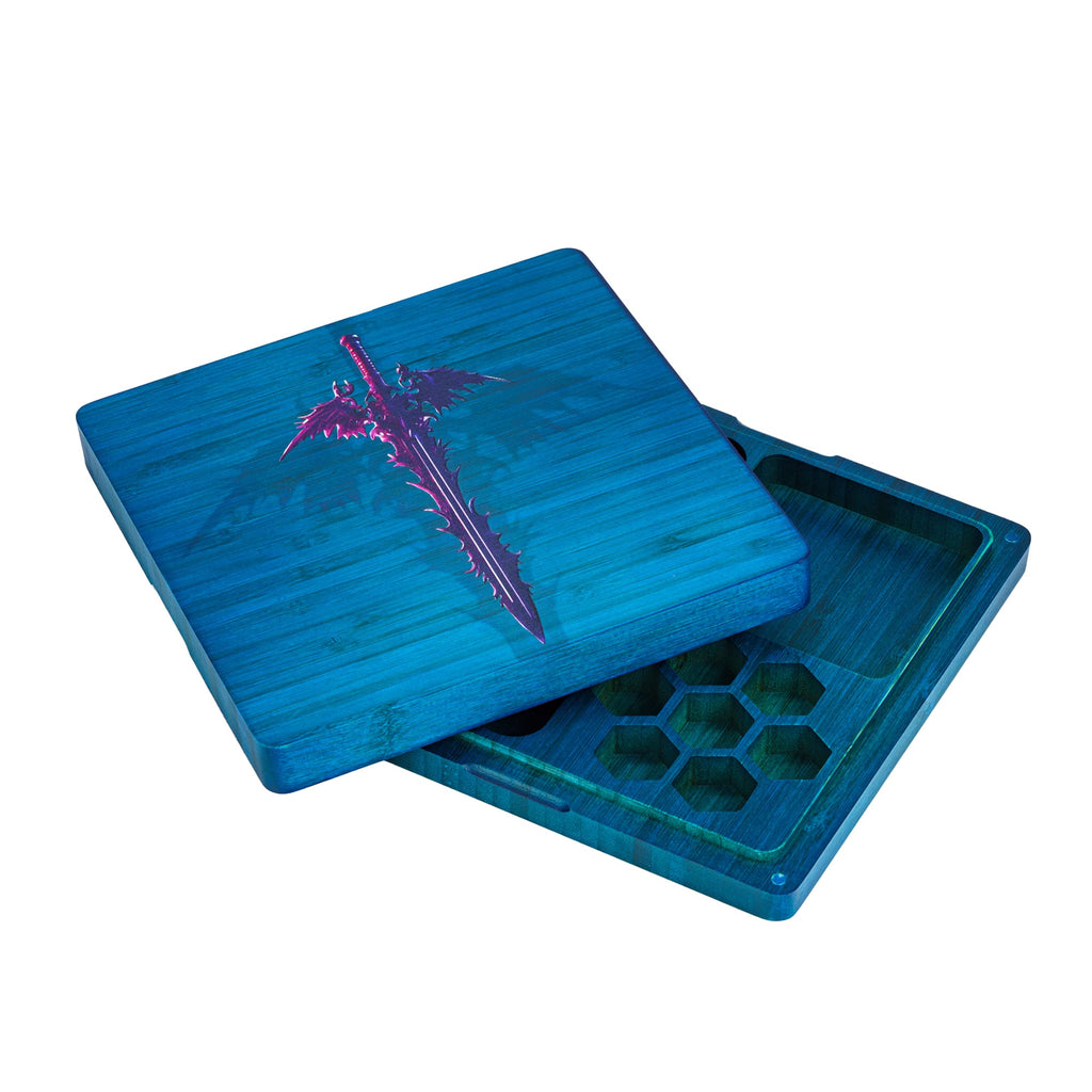 Magnetic Black Walnut Engraved Dice Storage Box