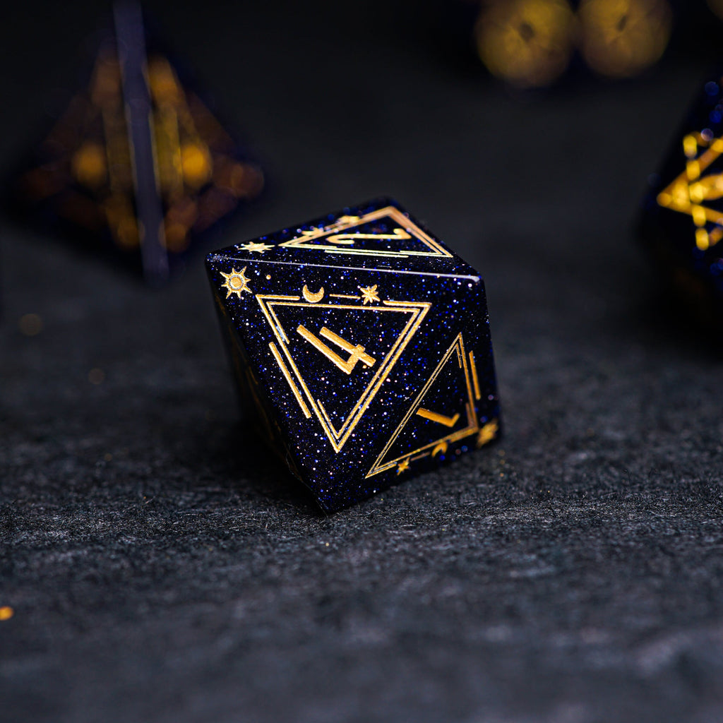 Celestial Palace · Starwish · Blue Sandstone Engraved Gemstone Dice Set