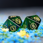 Grove Whisperer · Olive Green Crystal Gemstone Dice Set