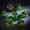 Grove Whisperer · Olive Green Crystal Gemstone Dice Set