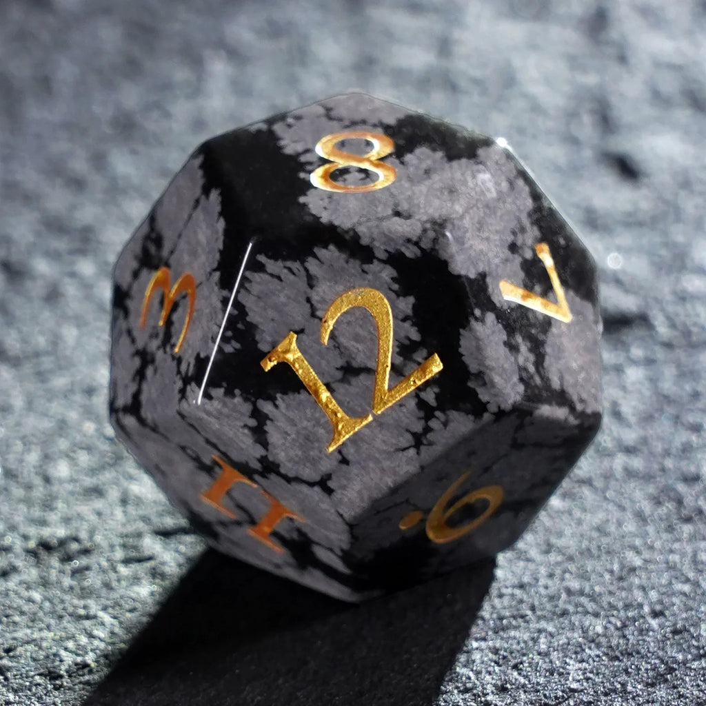 Snowfall Obsidian Gemstone Dice Set