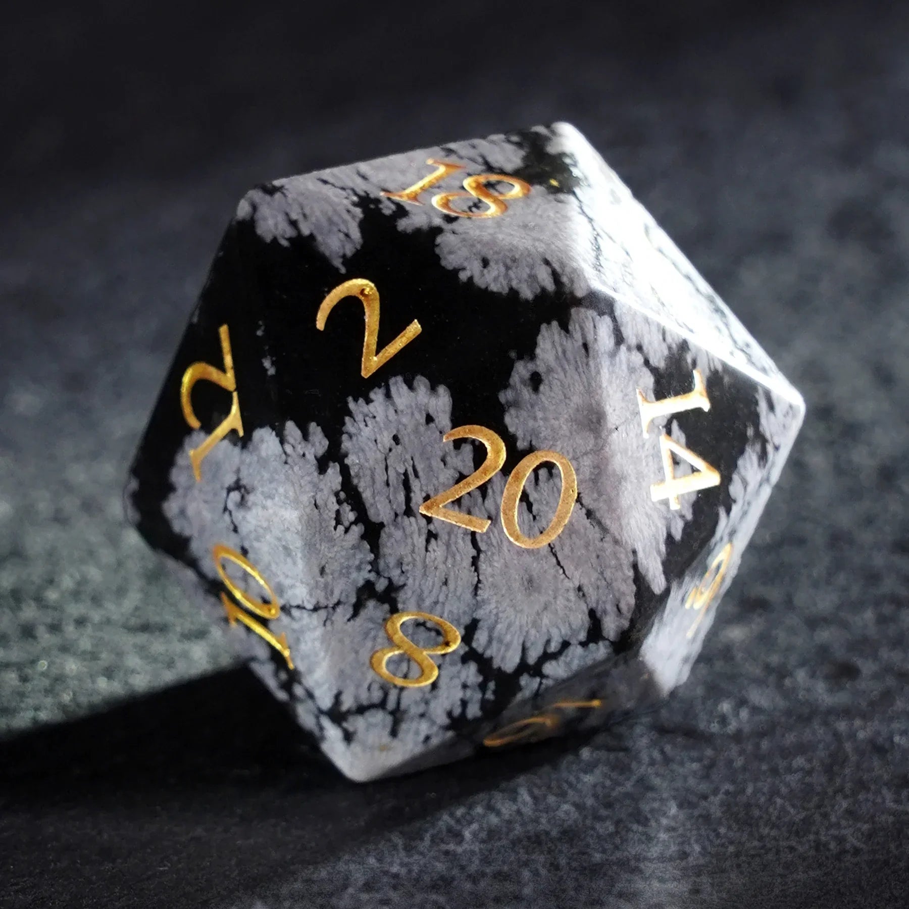 Snowfall Obsidian Gemstone Dice Set
