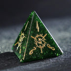 Scarlet Witch · Emerald Hex Green Goldstone Engraved Gemstone Dice Set