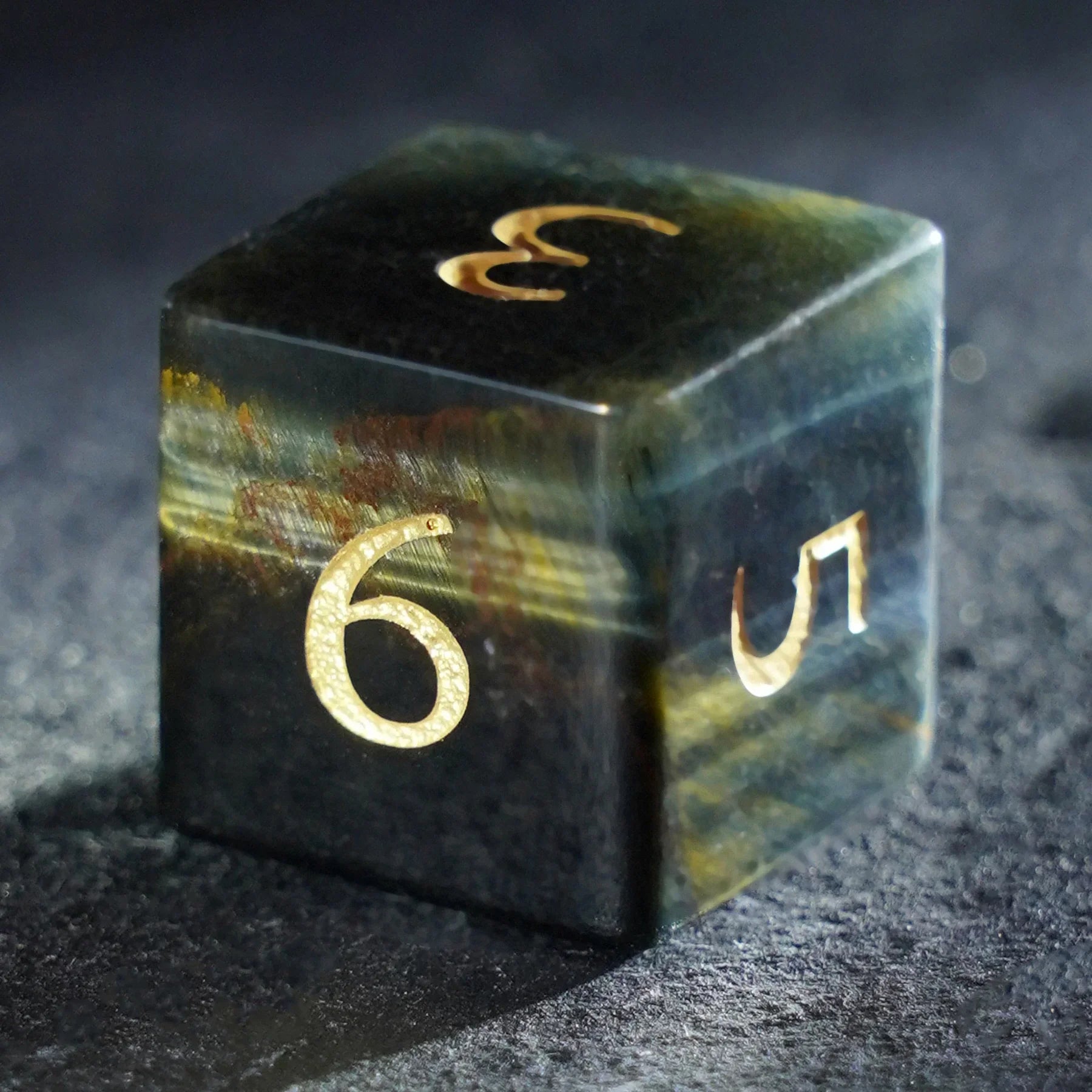Azure Tiger Eye Gemstone Dice Set