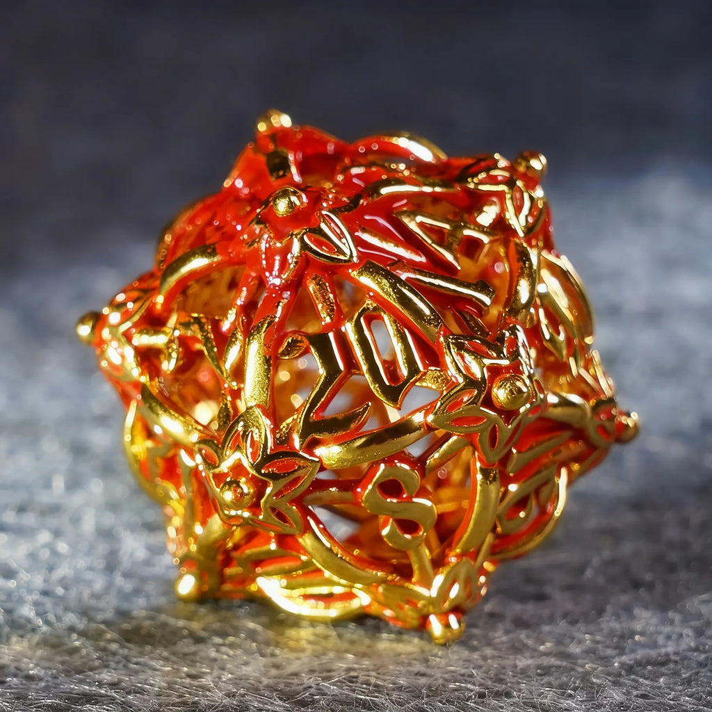 Crimson Bloom · Blood Blossom Hollow Metal Dice Set