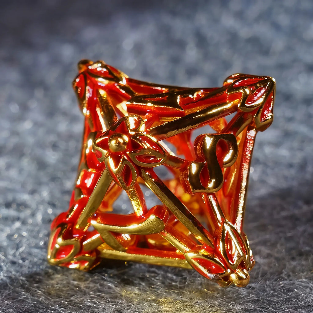 Crimson Bloom · Blood Blossom Hollow Metal Dice Set