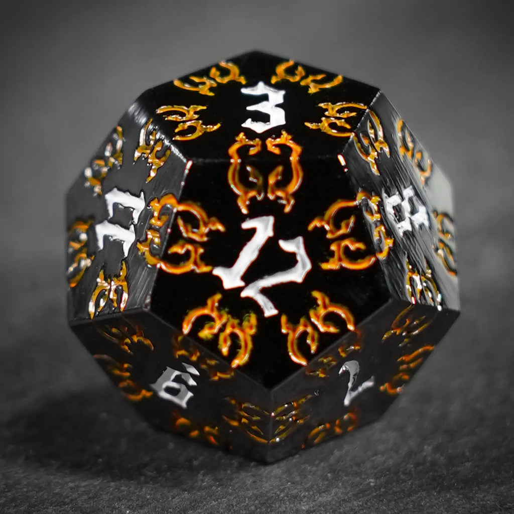 Thornbound Grove · Ember Briar Solid Metal Dice Set