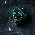 Midnight Seer · Emerald Cat’s Eye Engraved Gemstone Dice Set