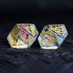 Iridescent Engraved Dichroic Prism Glass Dice Set