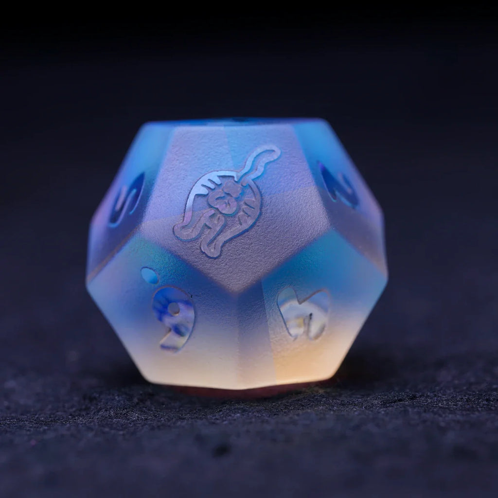 Kitty Engraved Dichroic Prism K9 Glass Dice Set