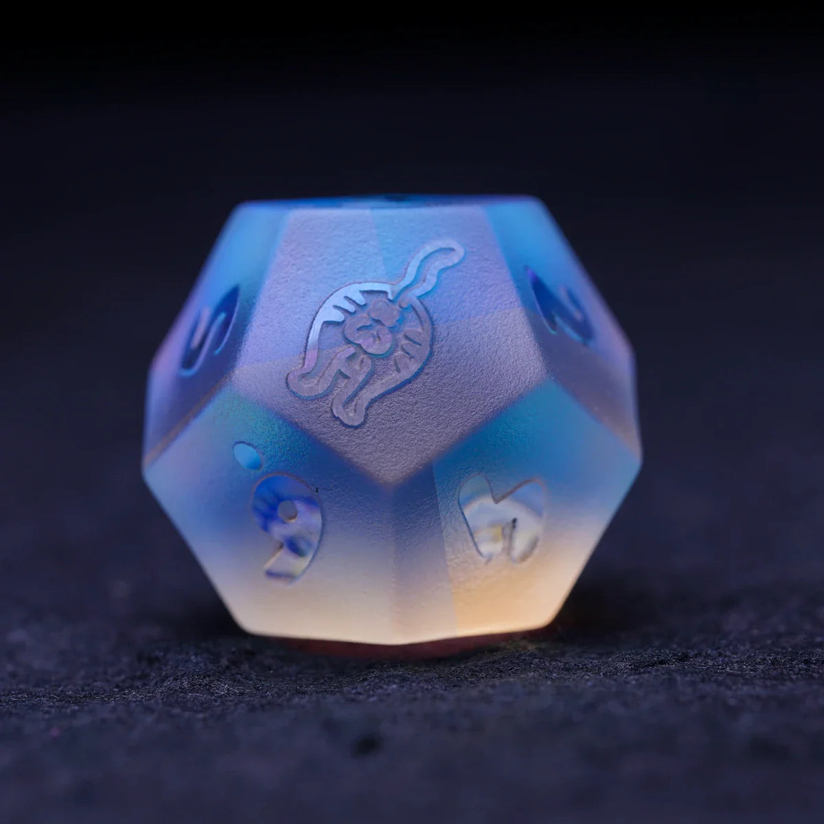 Kitty Engraved Dichroic Prism K9 Glass Dice Set