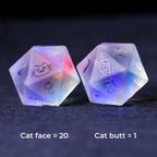 Kitty Engraved Dichroic Prism K9 Glass Dice Set