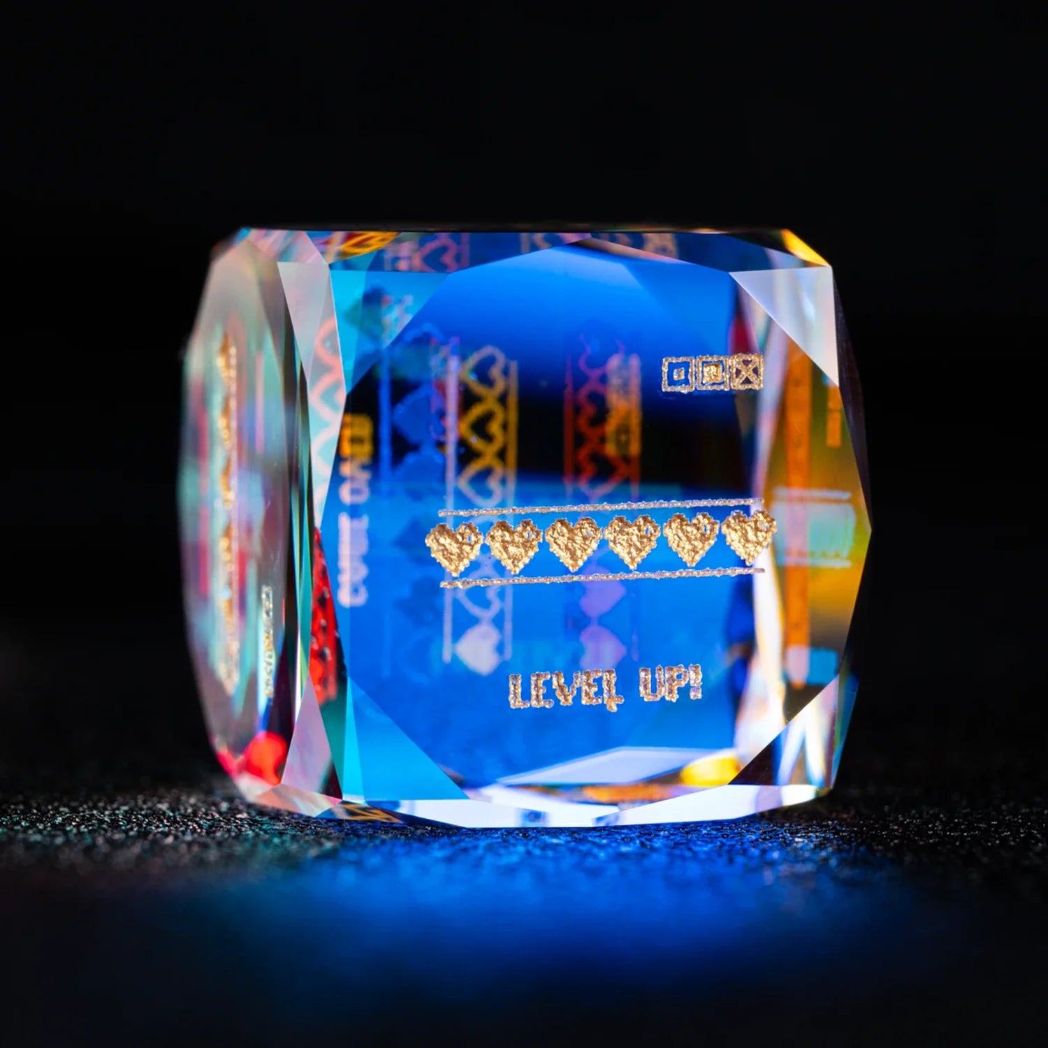 Life Is a Game Multi-faceted Prism Glass Engraved Dice Set