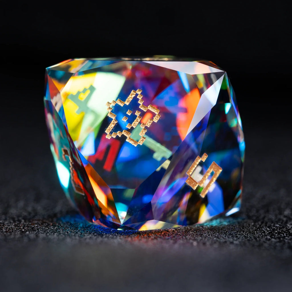 Life Is a Game Multi-faceted Prism Glass Engraved Dice Set