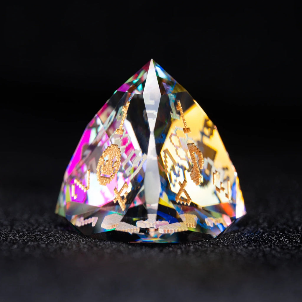 Life Is a Game Multi-faceted Prism Glass Engraved Dice Set