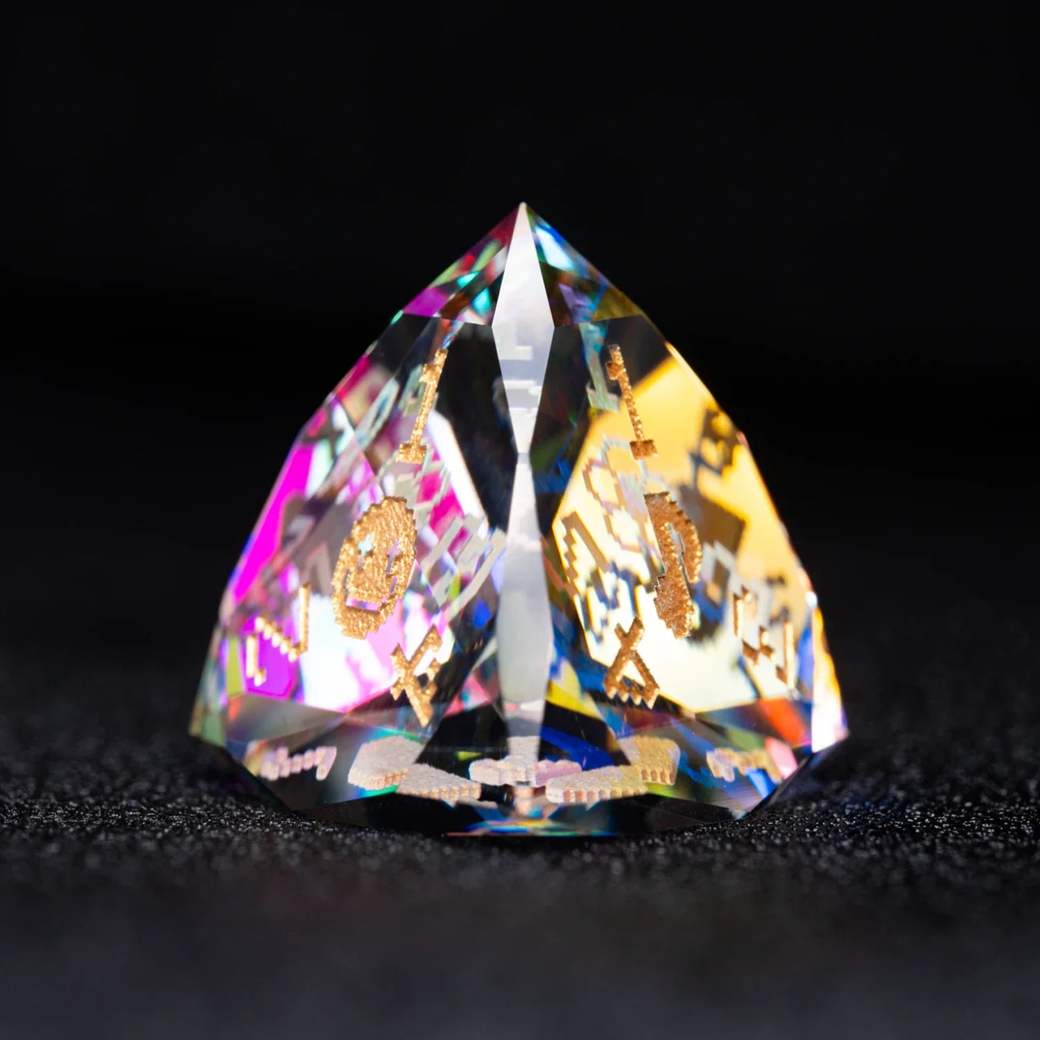 Life Is a Game Multi-faceted Prism Glass Engraved Dice Set