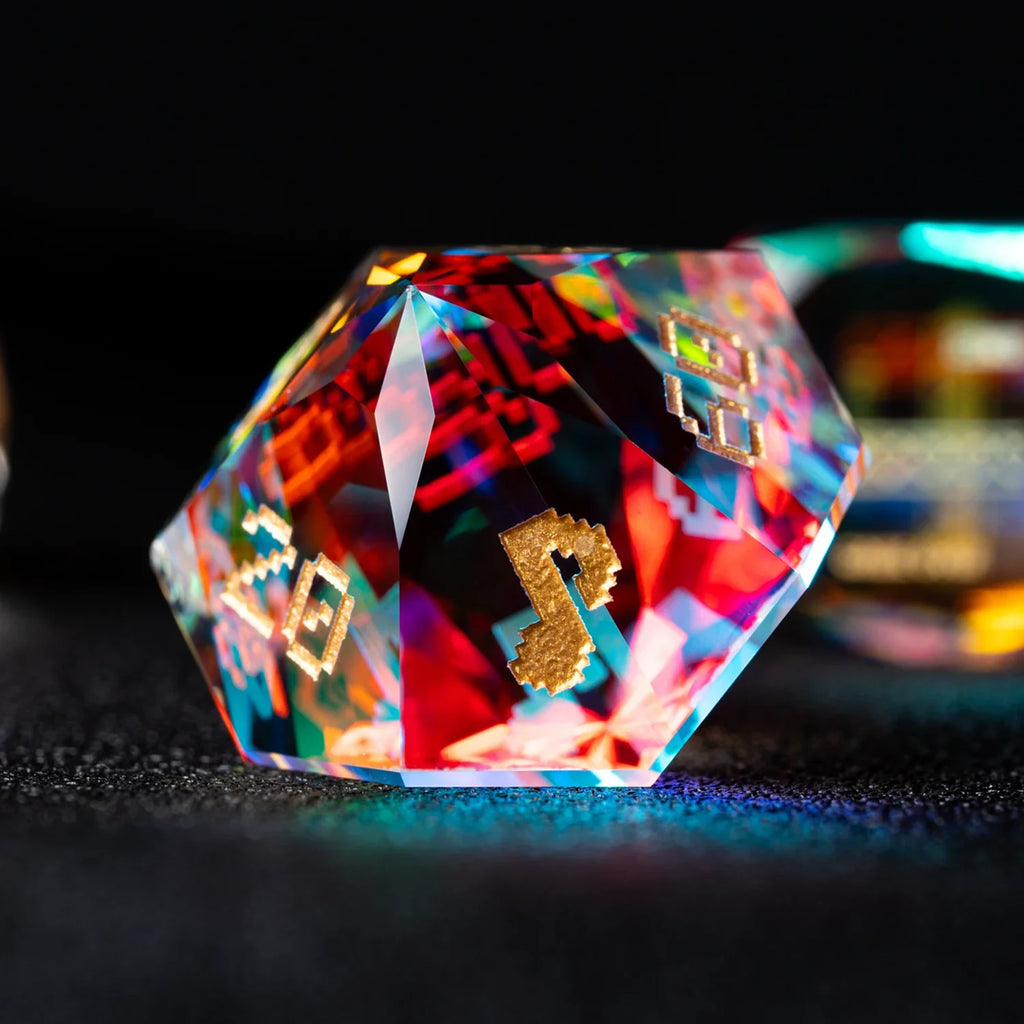 Life Is a Game Multi-faceted Prism Glass Engraved Dice Set