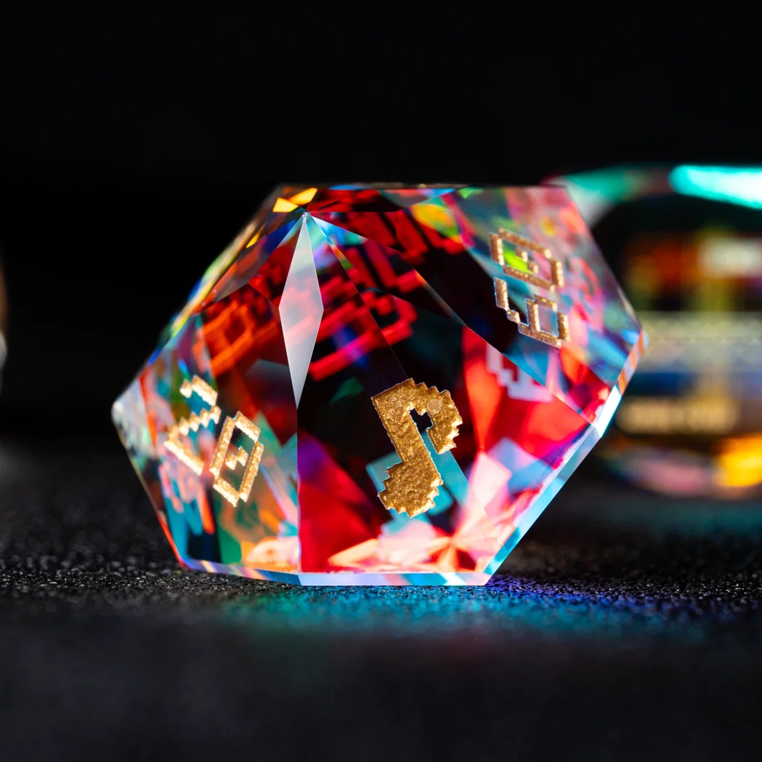 Life Is a Game Multi-faceted Prism Glass Engraved Dice Set