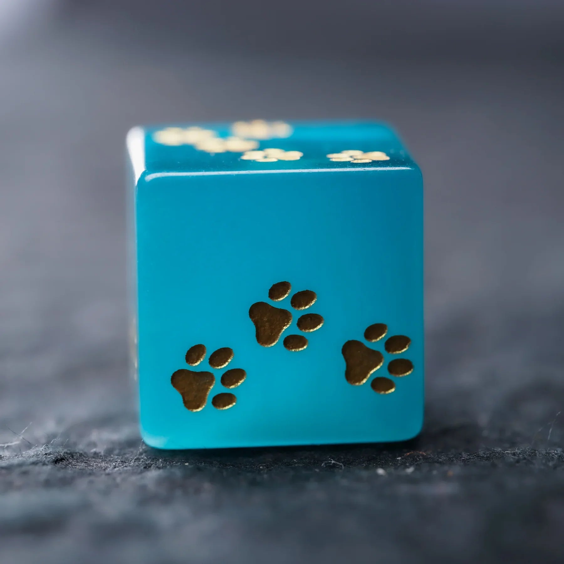 Aurora’s Cloud Chase · Light Blue Cat’s Engraved Gemstone Dice Set