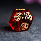Blood Whisper · Garnet Engraved Gemstone Dice Set