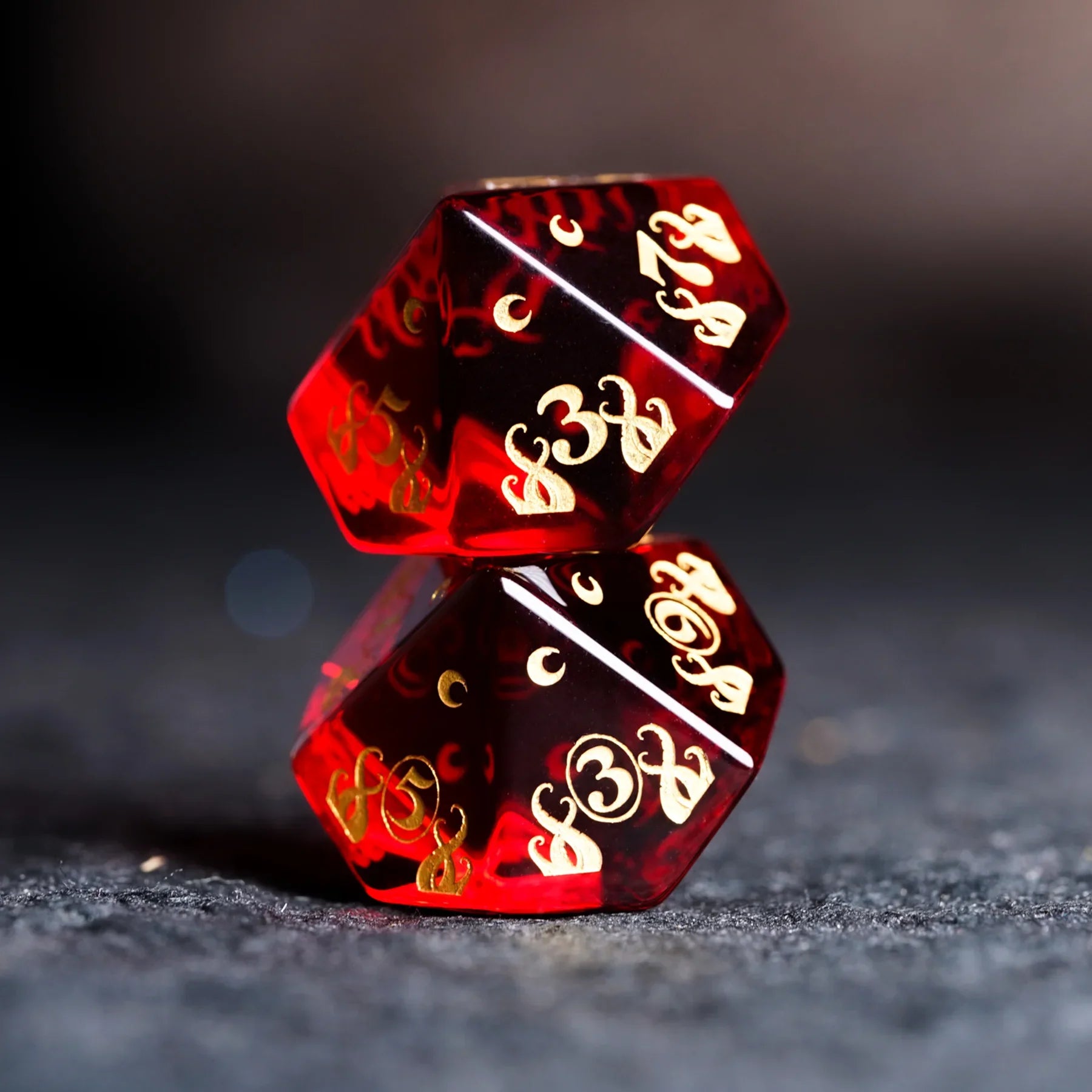 Blood Whisper · Garnet Engraved Gemstone Dice Set