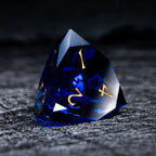Blue Multi-faceted Prism Glass Engraved Dice Set