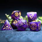 Celestial Palace · Reveler’s Dream · Amethyst Engraved Dice Set