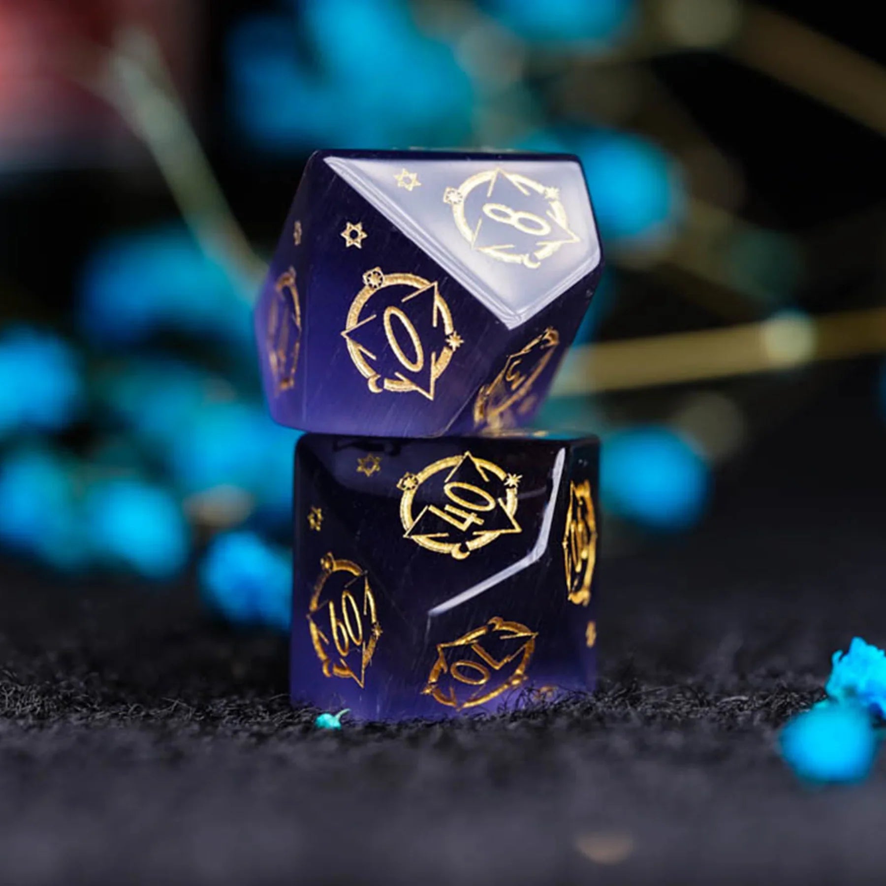 Celestial Palace · Shadow of the Night · Purple Cat’s Eye Dice Set