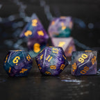 DND Colorful Fluorite Gemstone Engraved Dice Set