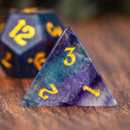 DND Colorful Fluorite Gemstone Engraved Dice Set