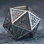 Battle-Worn Classic Aged Silver Metal Dice Set